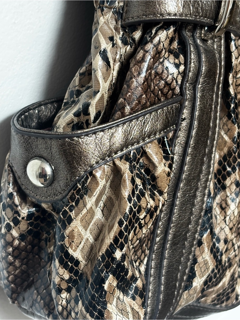 Kathy Van Zeeland Hobo Bag Bohemian Faux Leather Silver Crown Purse - Picture 5 of 14